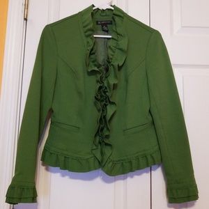 INC Green Jacket with Ruffle Collar